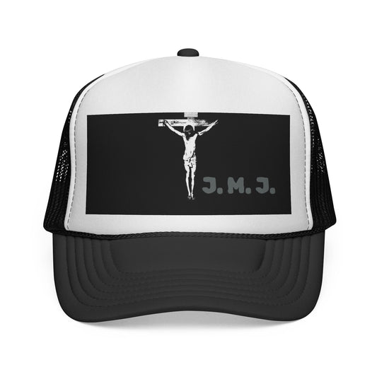 Crucifix Trucker Cap — Vintage Christian Cross Mesh Hat