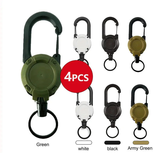 1/2/4pcs Extendable Retractable Holders Keychain Badge Reels Heavy Duty Clip With Carabiner Key Chain For Men Outdoor Bags Shopihood