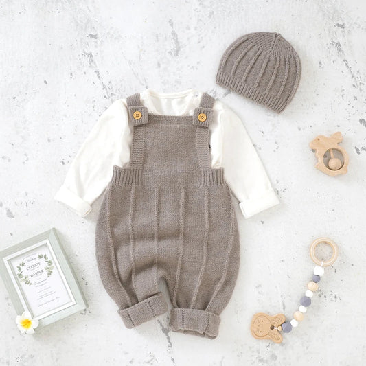 Baby Boys Girls Rompers Hats Clothes Fashion Sleeveless Knitted Newborn Infant Netural Strap Jumpsuits Outfits Sets Toddler Wear Shopihood